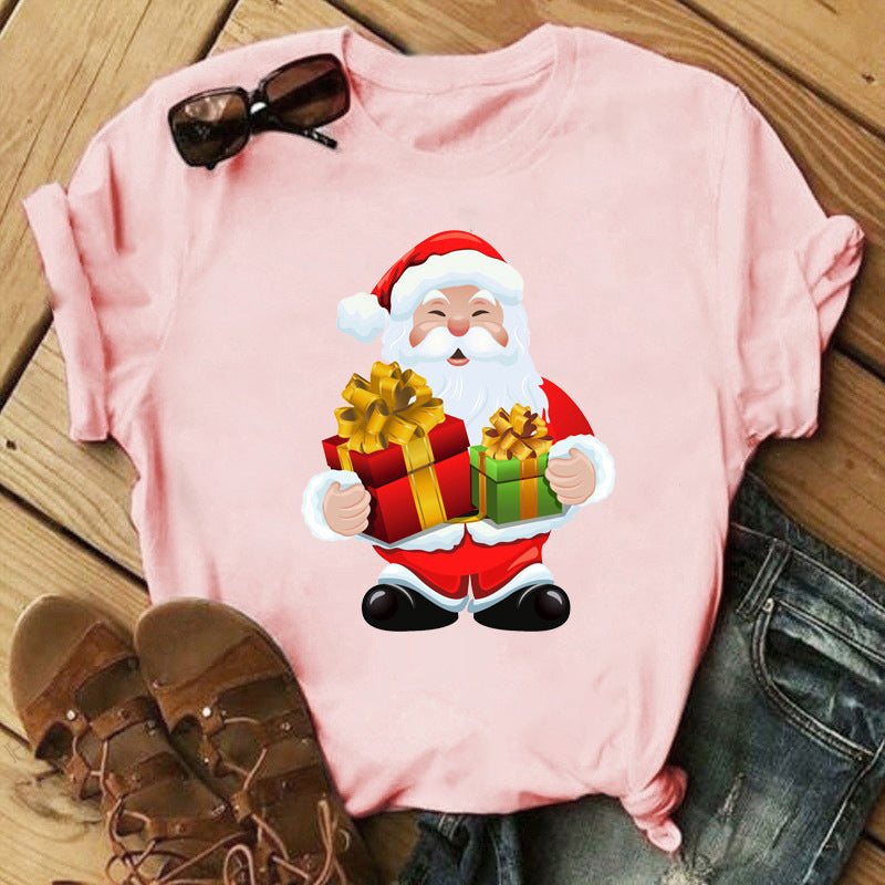 Christmas Print Ladies Short Sleeve