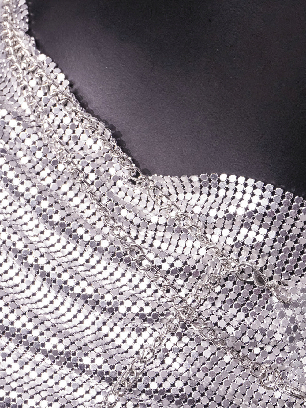 Sequined Handmade Frayed Halter Skirt