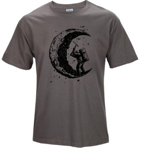 Digging The Moon Print Casual Mens O-neck T Shirts Fashion Men';s Tops Men T-shirt Short Sleeve Men Tshirt