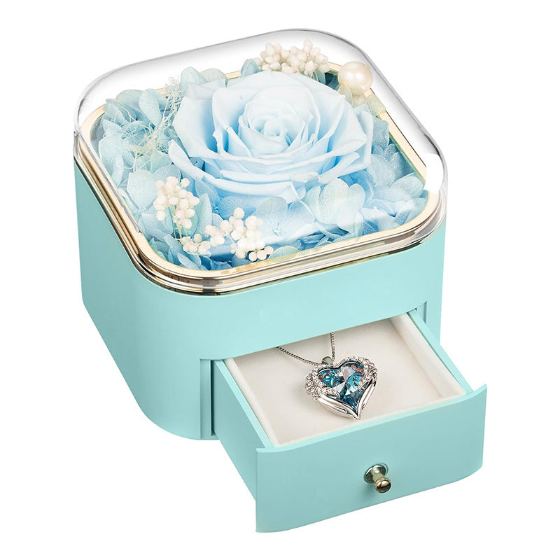 Valentines Day Rose Flower Drawer Jewelry Box Earrings Ring Necklace Storage Valentine';s Day Gift Box Romantic Jewelry Packaging Box