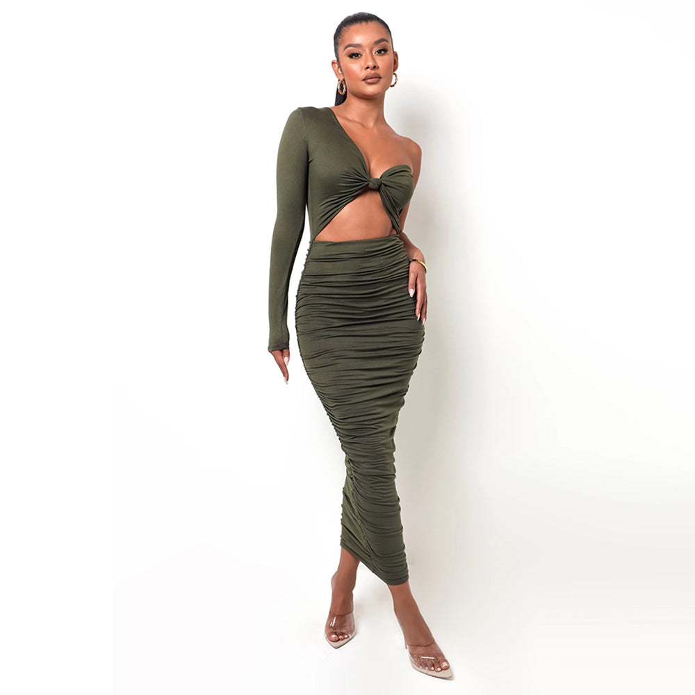 Design Sense Niche Twist Tube Top Sexy Hollow High Waist Sheath Dress