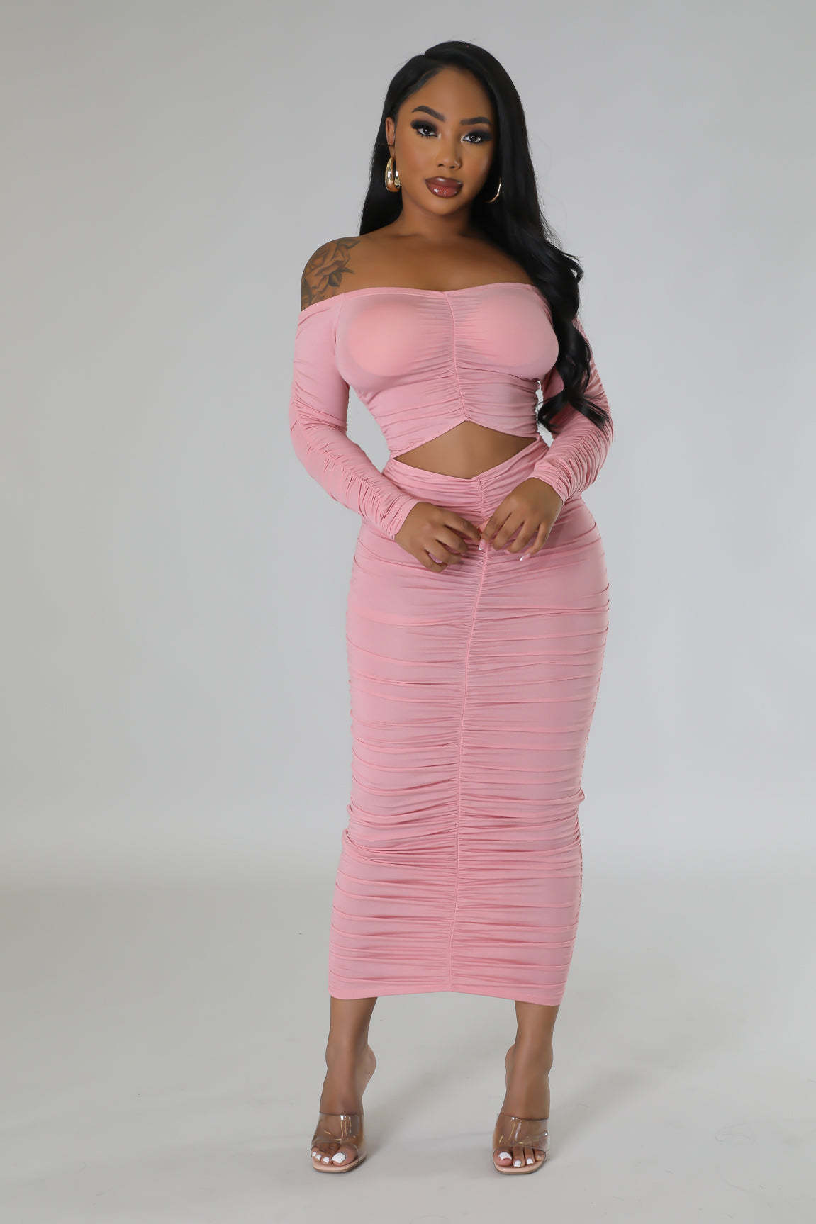 Stretch Solid Color Sexy Dress