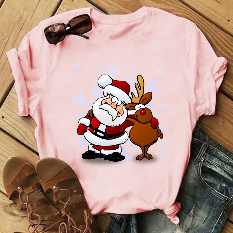 Christmas Print Ladies Short Sleeve