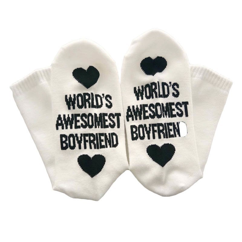 Unisex Men Women Cotton Socks Printing Letter Funny Socks For Boyfriend Girlfriend Valentine's Day Gift