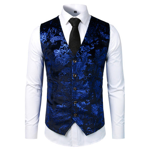 Gold Steampunk Vest Men Suit Gilet Homme Wedding Sleeveless