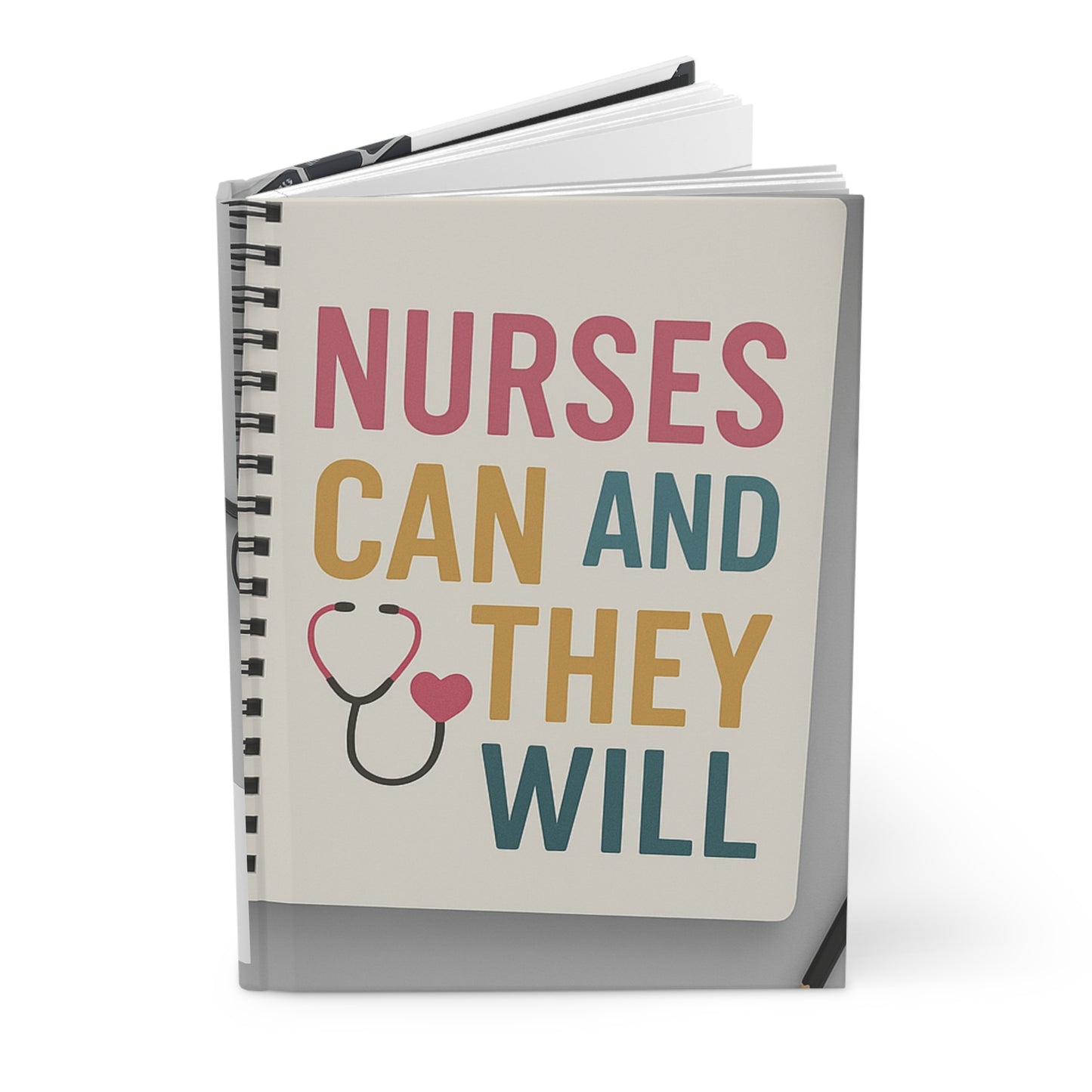 Inspirational Nurse Hardcover Journal, Motivational Notebook, Gift for Nurses, Stethoscope Design, Live Love Heal