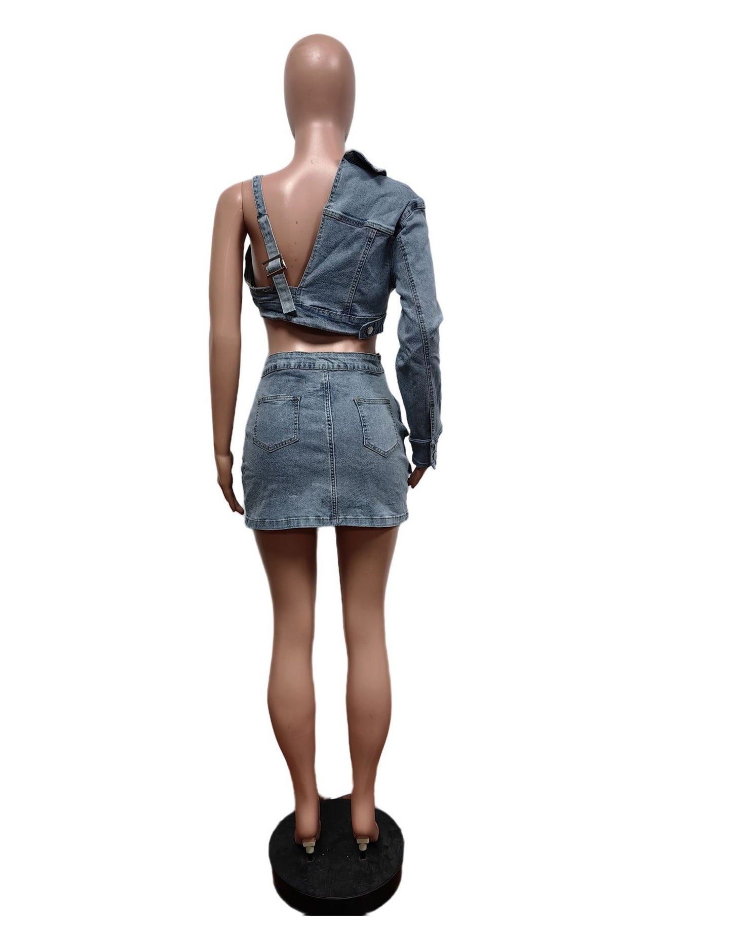 Fashion Personality Ladies Denim Stretch Suit