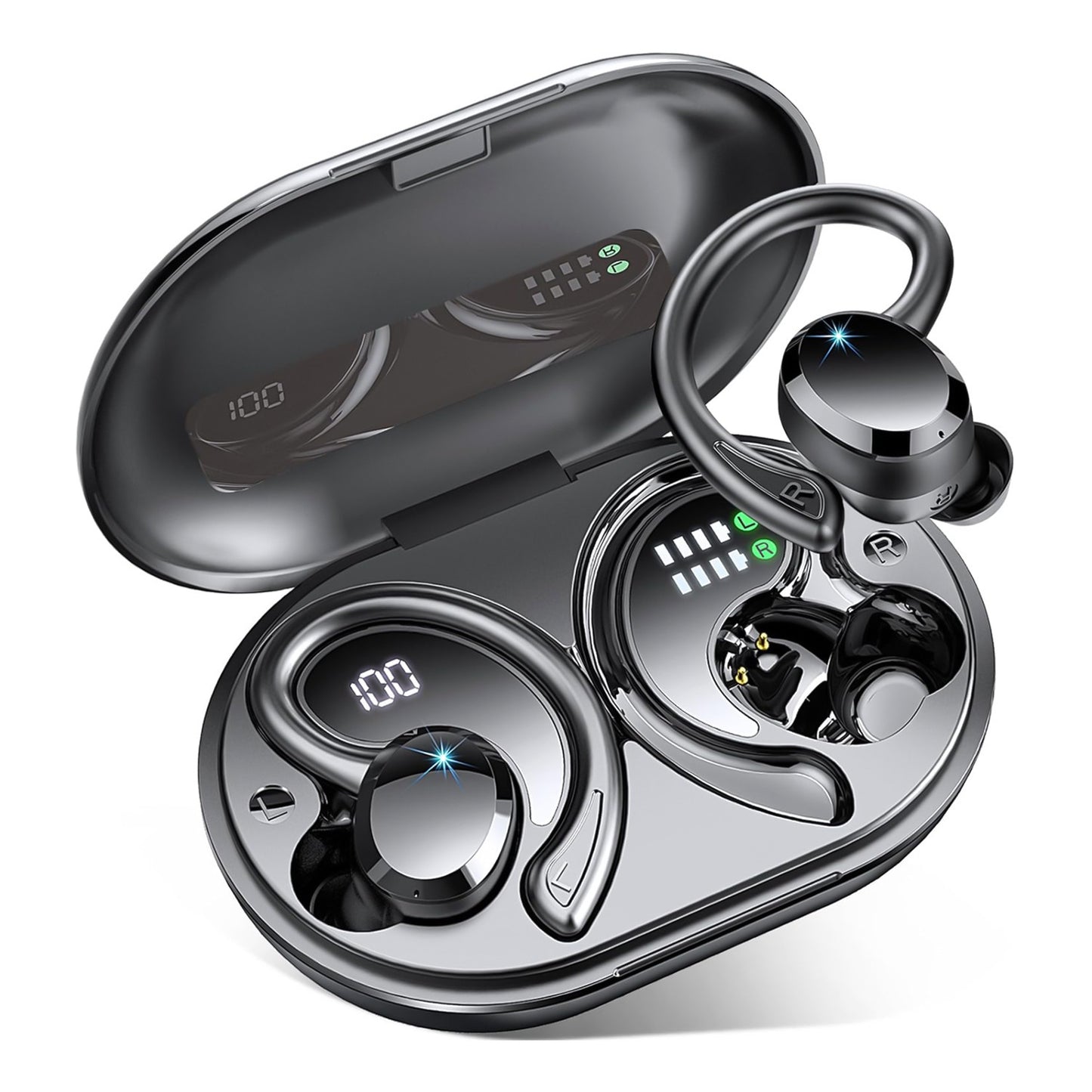 Digital Display Waterproof Sports Q38 Ear-mounted In-ear Noise Reduction Stereo Bluetooth Earphone