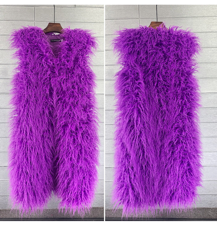 Long Beach Wool Fur Vest Warm Vest Women's Vest Coat