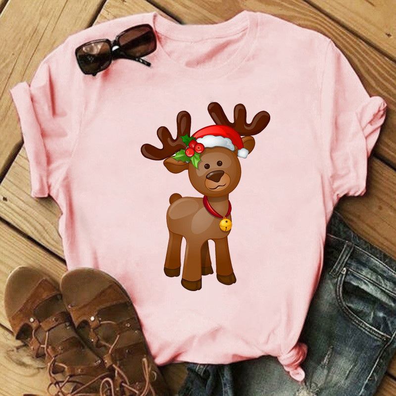 Christmas Print Ladies Short Sleeve