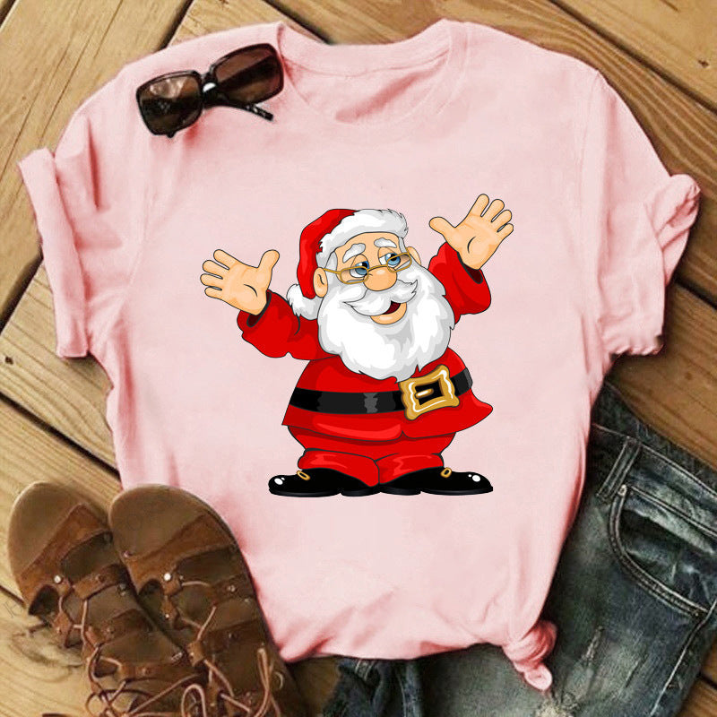 Christmas Print Ladies Short Sleeve