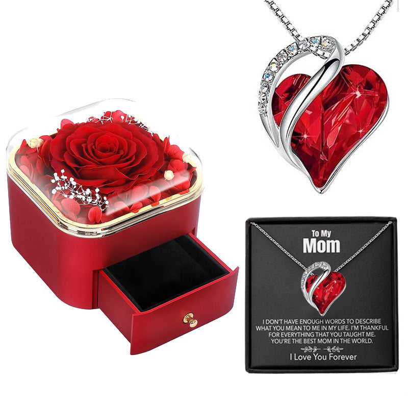 Valentines Day Rose Flower Drawer Jewelry Box Earrings Ring Necklace Storage Valentine';s Day Gift Box Romantic Jewelry Packaging Box