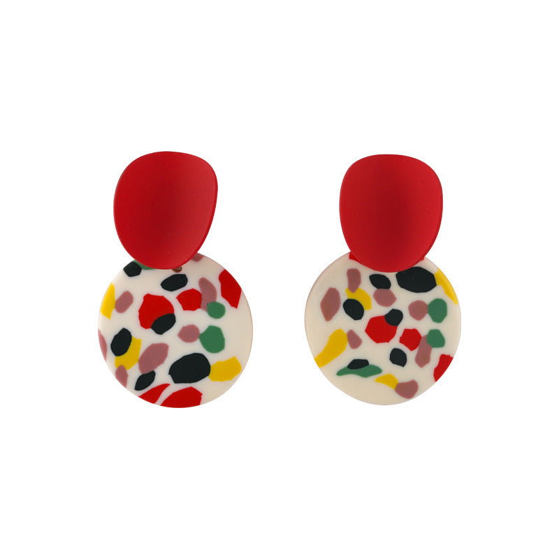 Geometric Round Color Contrast Personalized Clay Soft Clay Earrings