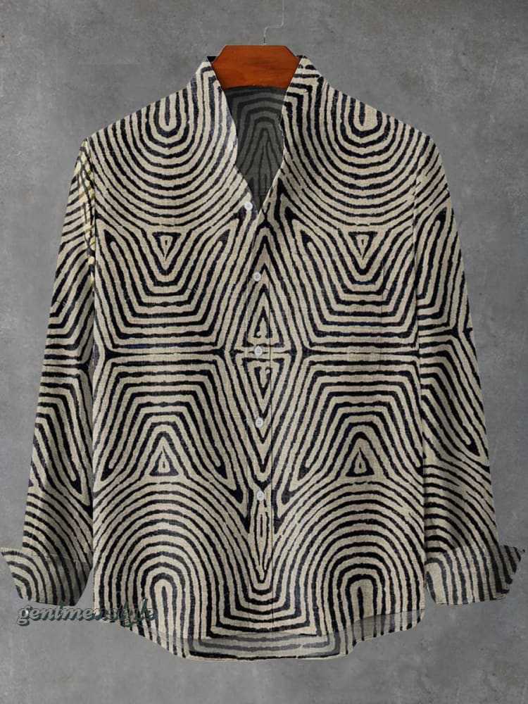 Men's Stand Collar Long Sleeve Shirt Plaid