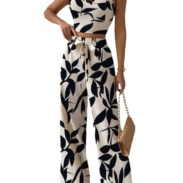 Women's Printed Spandex Straight Type Suit