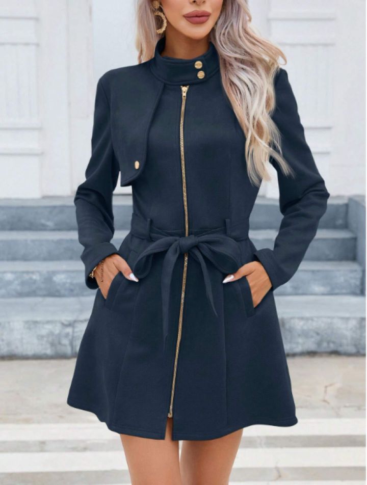 Autumn And Winter Simplicity Double Breasted Lapel Fashion New Green Waist-tight Temperament Women's Short Jacket