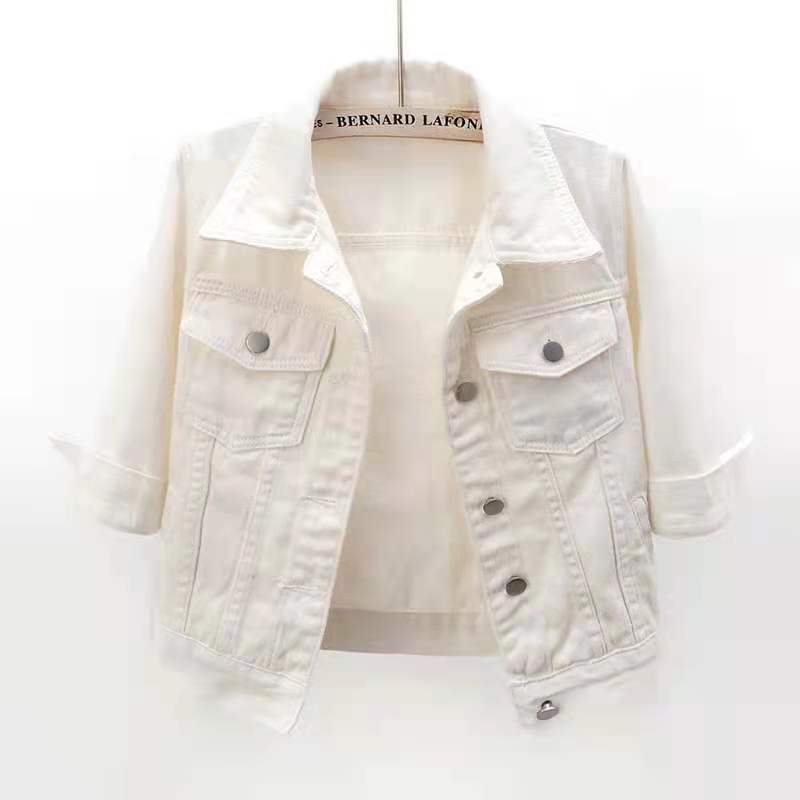 Spring And Summer Korean-style Mid-sleeve Denim Coat