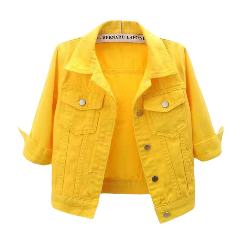 Spring And Summer Korean-style Mid-sleeve Denim Coat