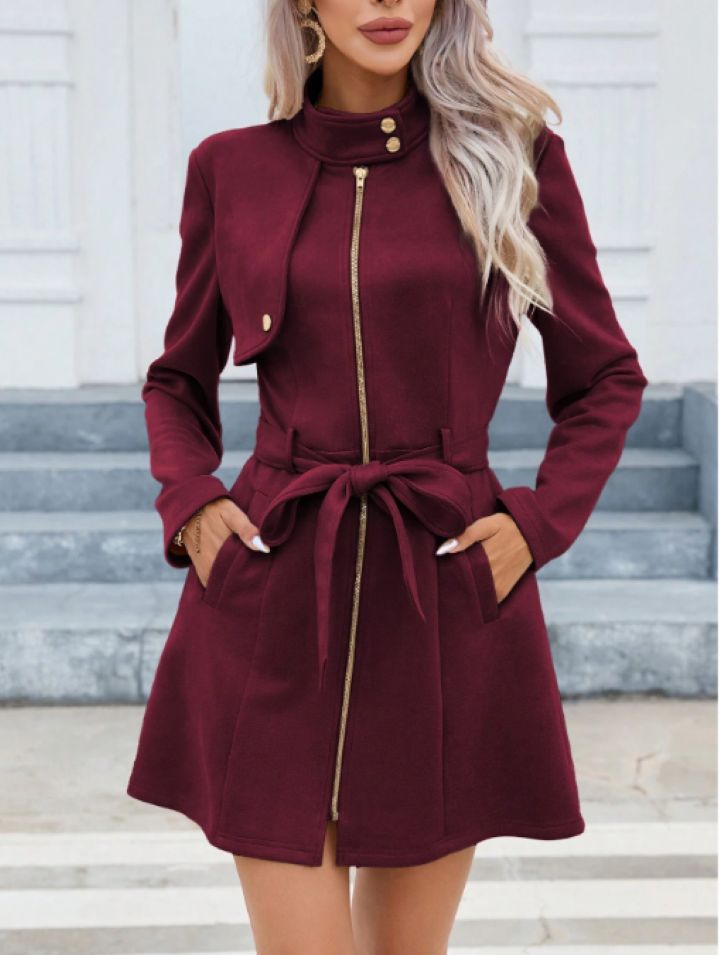 Autumn And Winter Simplicity Double Breasted Lapel Fashion New Green Waist-tight Temperament Women's Short Jacket