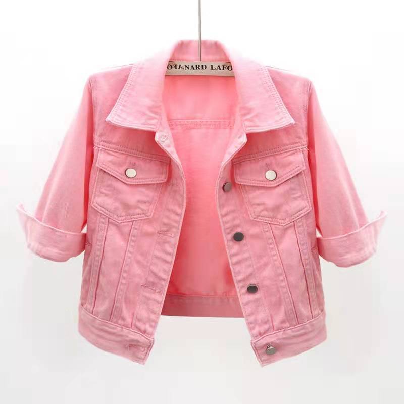 Spring And Summer Korean-style Mid-sleeve Denim Coat