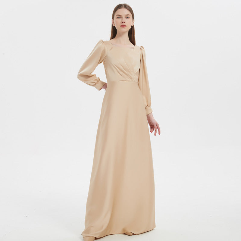 Simple Elegant High-grade Satin Sisters Champagne Dress