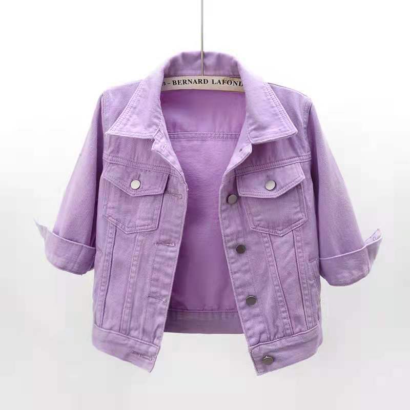 Spring And Summer Korean-style Mid-sleeve Denim Coat