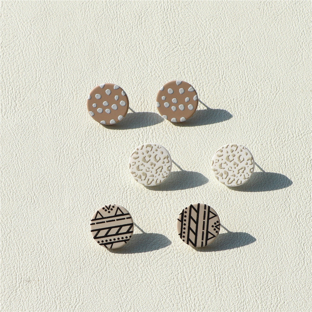 Women's Fashion Acrylic Print Clay Earrings