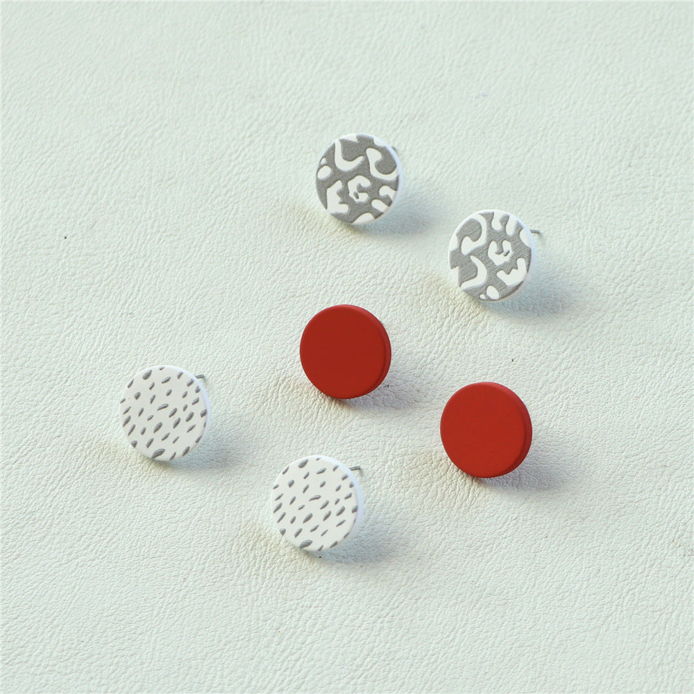 Women's Fashion Acrylic Print Clay Earrings