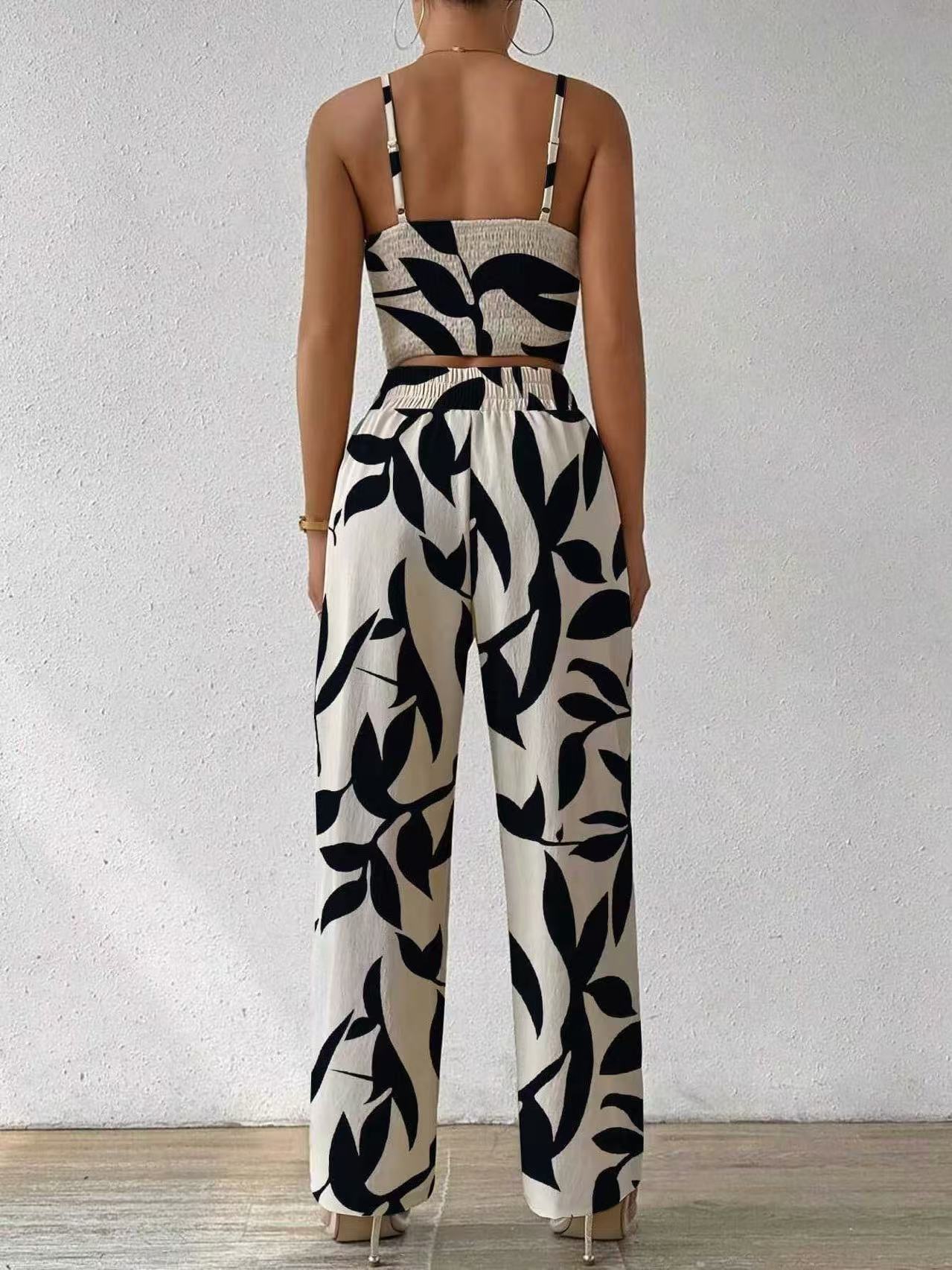 Women's Printed Spandex Straight Type Suit
