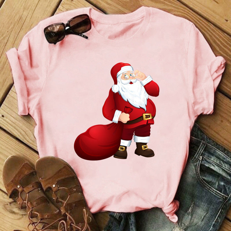 Christmas Print Ladies Short Sleeve