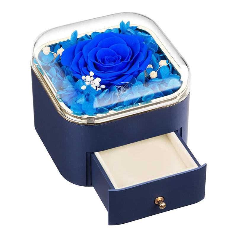 Valentines Day Rose Flower Drawer Jewelry Box Earrings Ring Necklace Storage Valentine';s Day Gift Box Romantic Jewelry Packaging Box