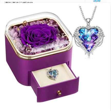 Valentines Day Rose Flower Drawer Jewelry Box Earrings Ring Necklace Storage Valentine';s Day Gift Box Romantic Jewelry Packaging Box