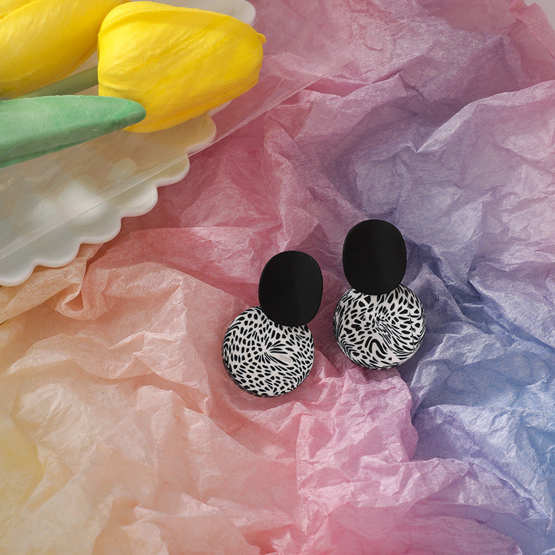 Geometric Round Color Contrast Personalized Clay Soft Clay Earrings