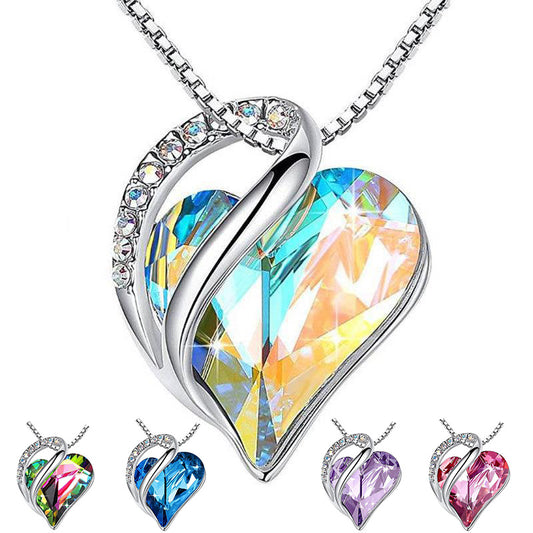 925 Sliver Heart Shaped Geometric Necklace Jewelry Women's Clavicle Chain Valentine&#39;s Mothers Day Gift
