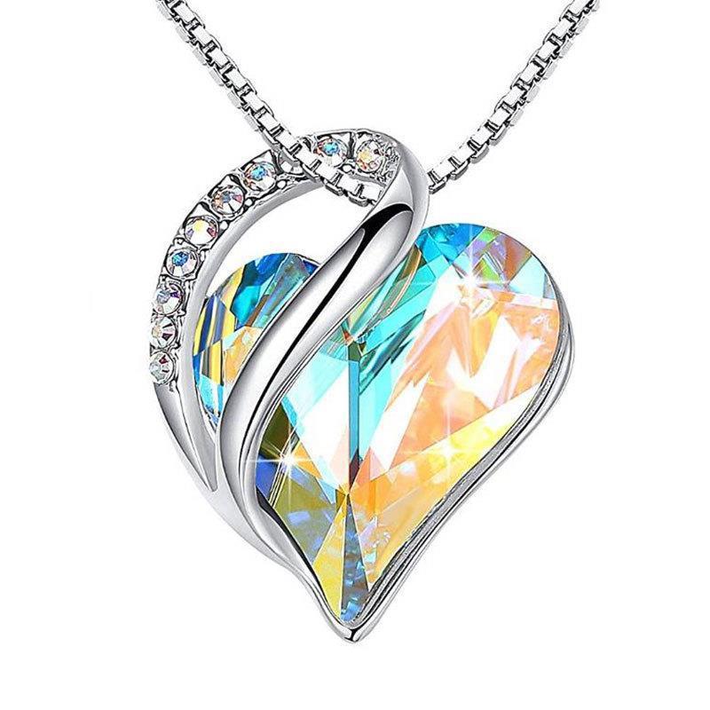 925 Sliver Heart Shaped Geometric Necklace Jewelry Women's Clavicle Chain Valentine&#39;s Mothers Day Gift