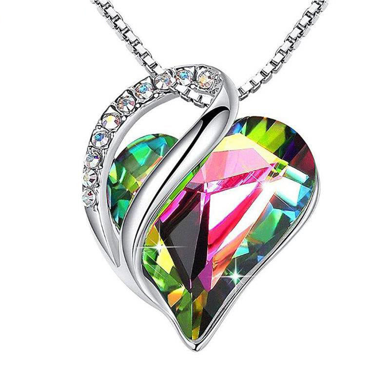 925 Sliver Heart Shaped Geometric Necklace Jewelry Women's Clavicle Chain Valentine&#39;s Mothers Day Gift