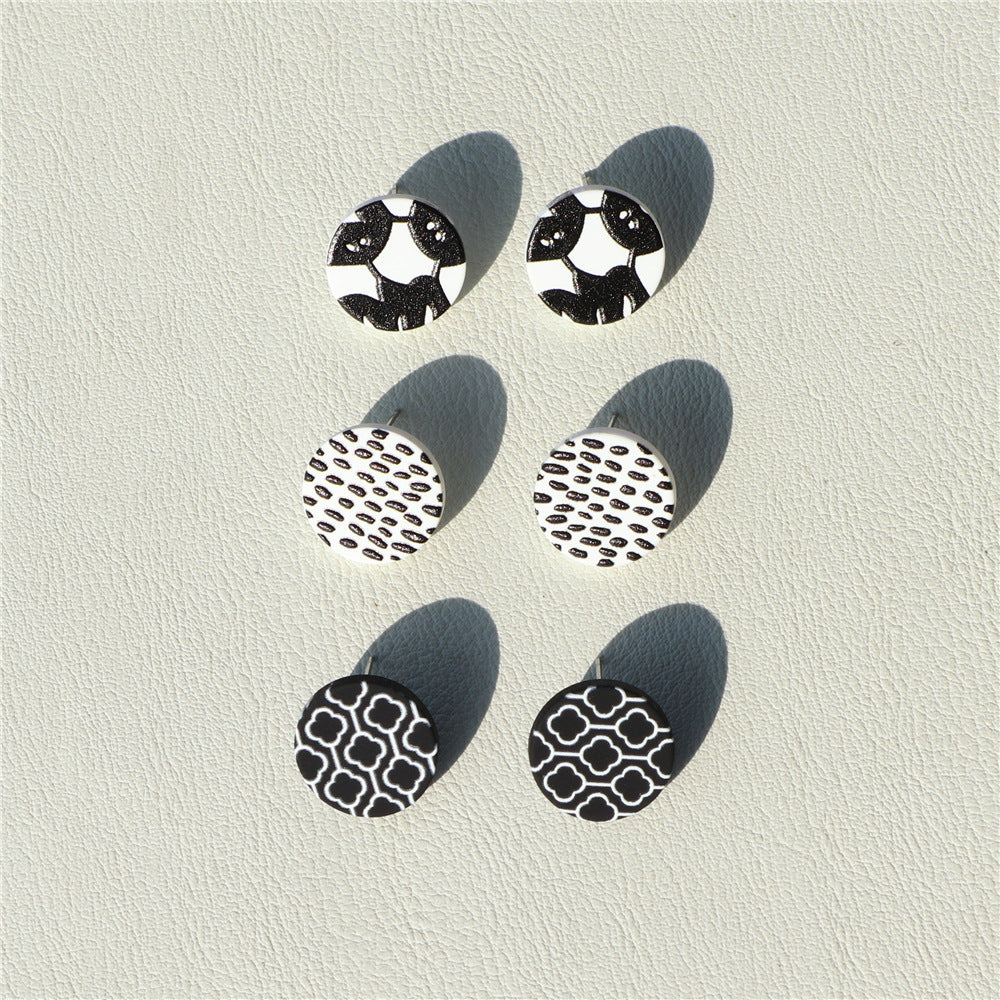 Women's Fashion Acrylic Print Clay Earrings