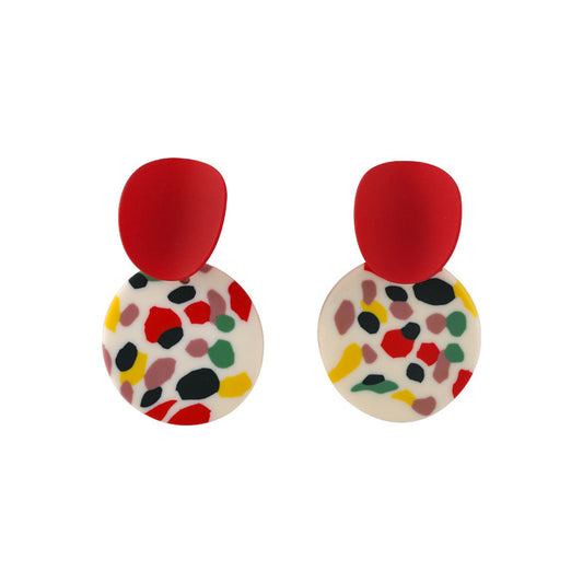 Geometric Round Color Contrast Personalized Clay Soft Clay Earrings