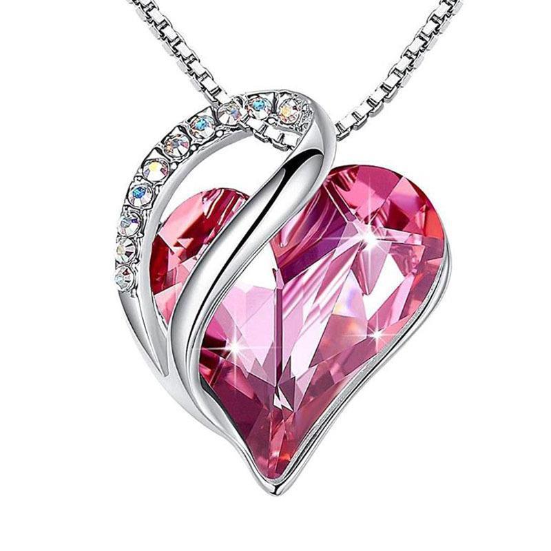 925 Sliver Heart Shaped Geometric Necklace Jewelry Women's Clavicle Chain Valentine&#39;s Mothers Day Gift