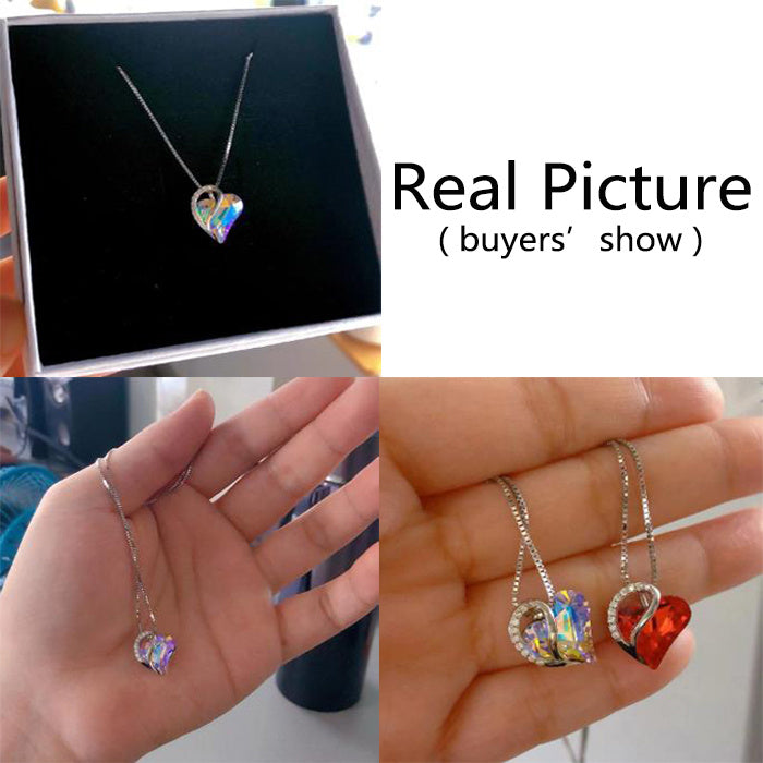 925 Sliver Heart Shaped Geometric Necklace Jewelry Women's Clavicle Chain Valentine&#39;s Mothers Day Gift