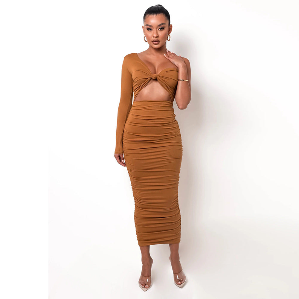 Design Sense Niche Twist Tube Top Sexy Hollow High Waist Sheath Dress