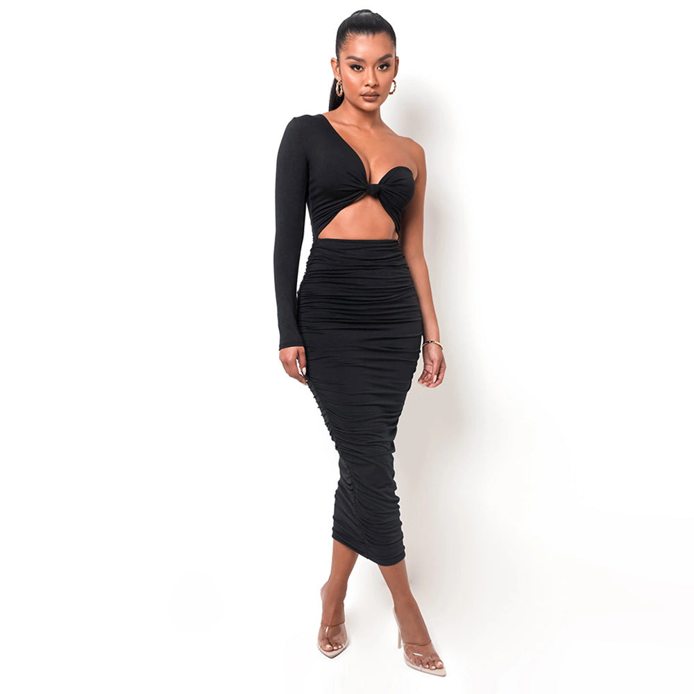 Design Sense Niche Twist Tube Top Sexy Hollow High Waist Sheath Dress
