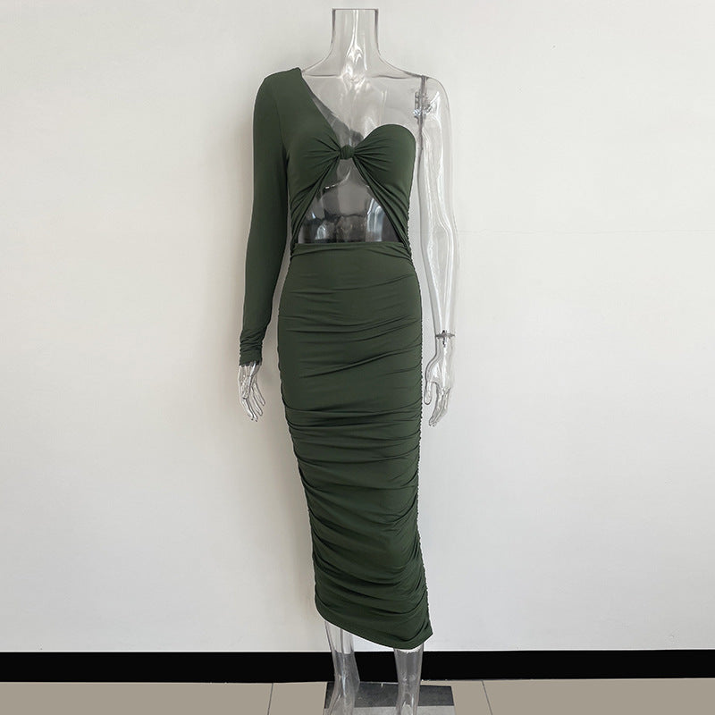 Design Sense Niche Twist Tube Top Sexy Hollow High Waist Sheath Dress