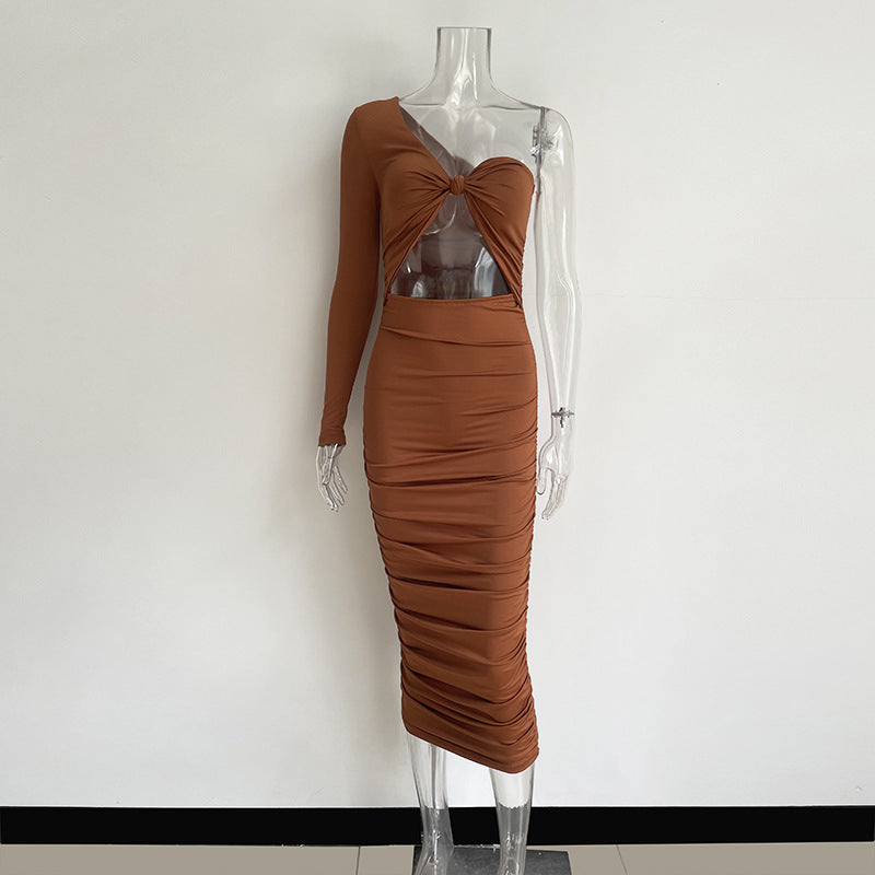 Design Sense Niche Twist Tube Top Sexy Hollow High Waist Sheath Dress