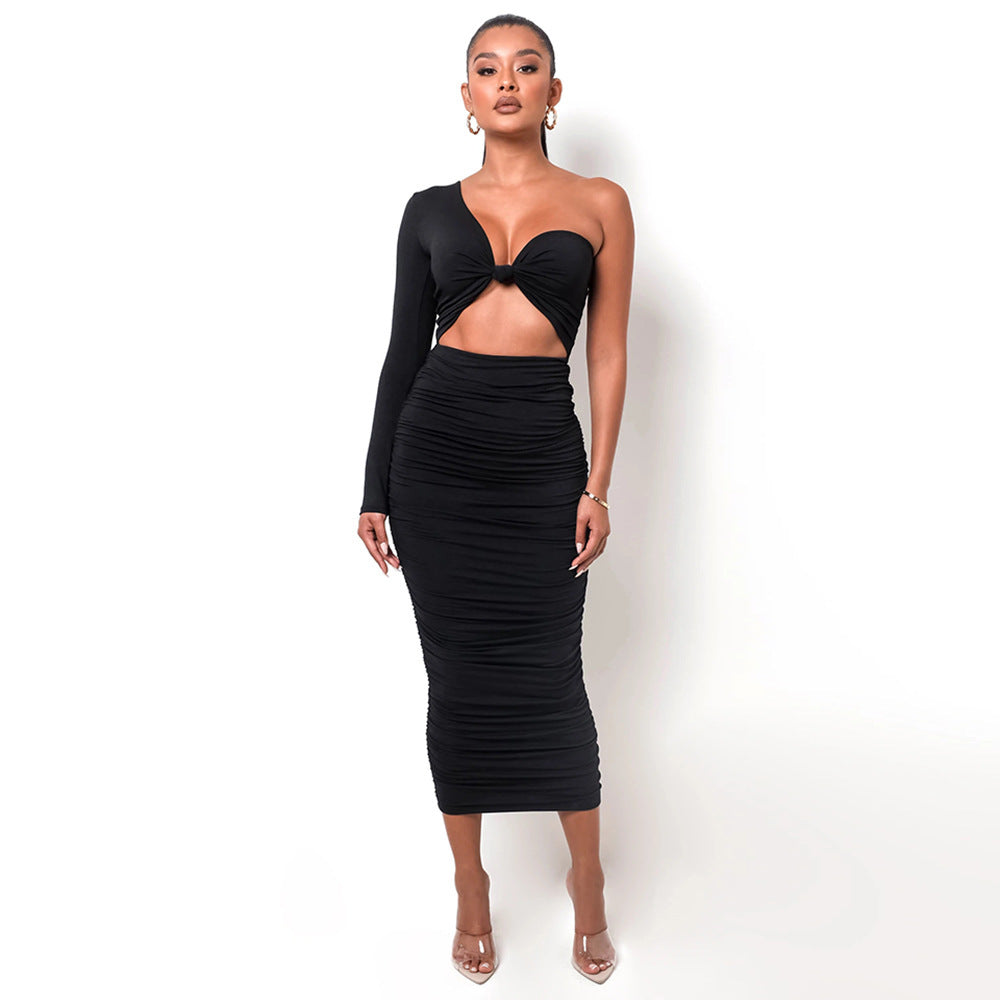 Design Sense Niche Twist Tube Top Sexy Hollow High Waist Sheath Dress