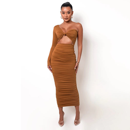 Design Sense Niche Twist Tube Top Sexy Hollow High Waist Sheath Dress